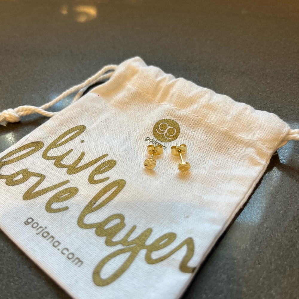 Gorjana Gold Hammered Chloe Stud Earrings - Picture 3 of 4